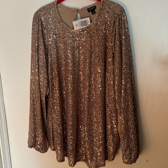 Torrid Sequin Long Sleeve Blouse NWT - Picture 6 of 8
